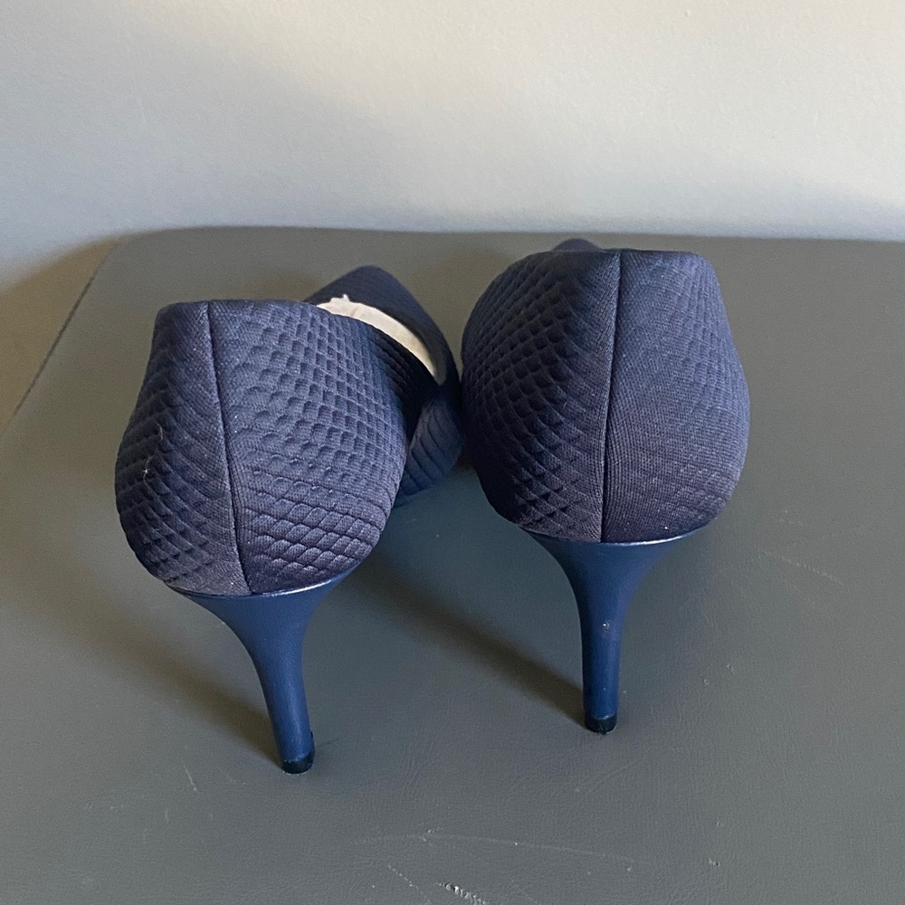 Aldo Dark Blue Textured Heels - Picture 3 of 5